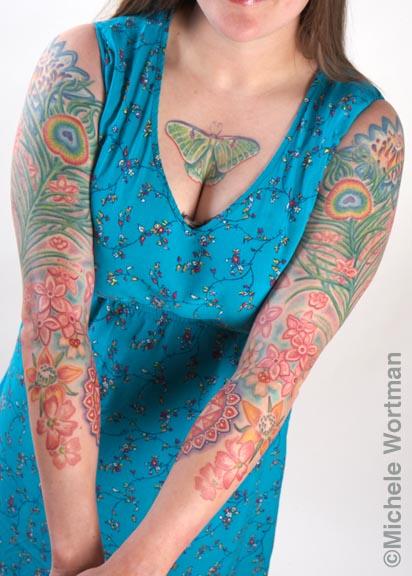 Tattoos - Shauna peacock and flower bodyset - 73236